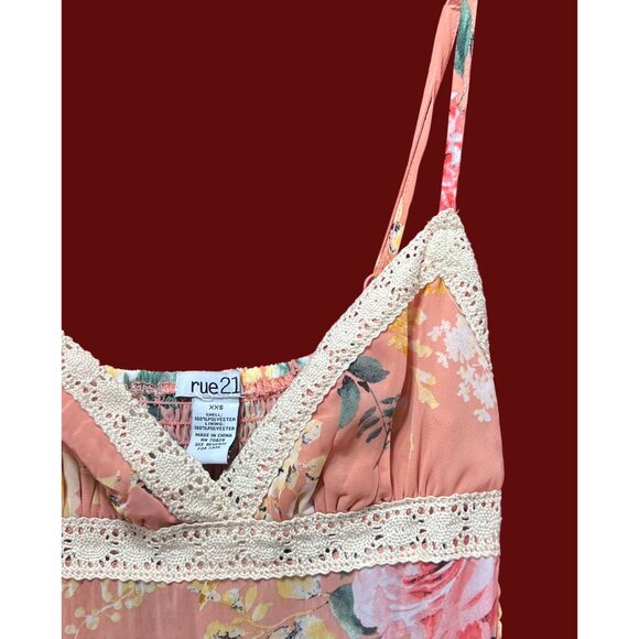 Rue 21 - Women's Sumer Sleeveless High Low Hem Ruffle Floral Dress - Pink - XXS - Picture 10 of 16